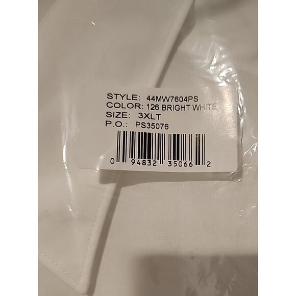 PERRY ELLIS 3XLT big & tall Mens White Short Sleeve Button Down pilot Shirt - Picture 2 of 6